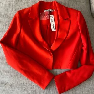 Alice and Olivia Cropped Red Blazer